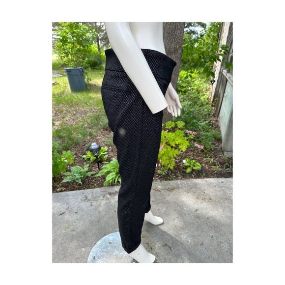Lord & Taylor Kelly Pull On Black Stretch Trousers Silver Metallic Flat Front 14 - Picture 9 of 14